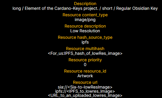 This image shows a long list of metadata which is not supposed to be seen by the user. 

Such as: "Resource Description":"Low Resolution"